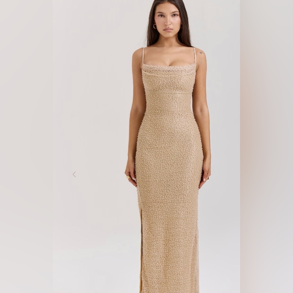 House of CB “Calla” Dress - Seapearl Embellished Maxi Dress